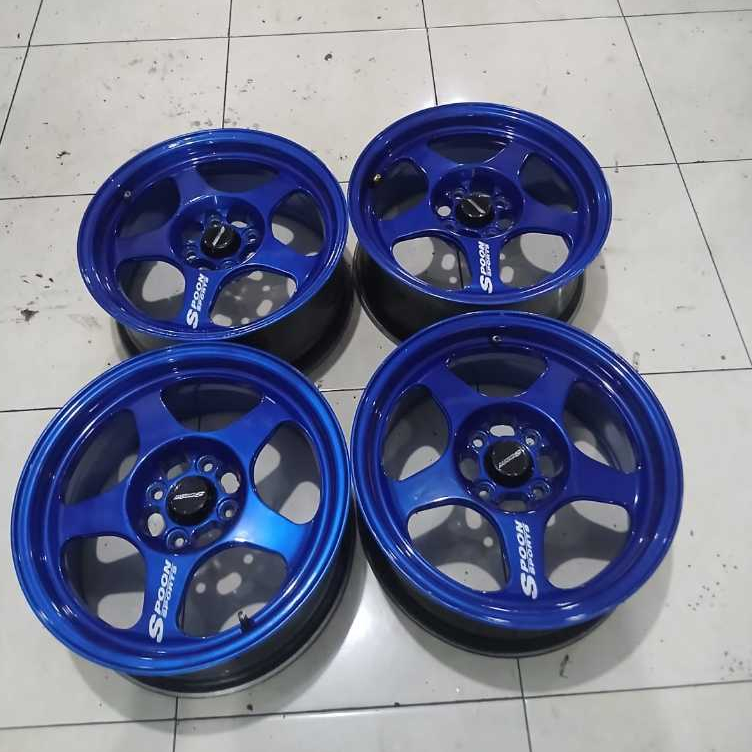 Velg Spoon Evo Ring 15 Seken R15X7 H4X100 Et 35 Warna Biru
