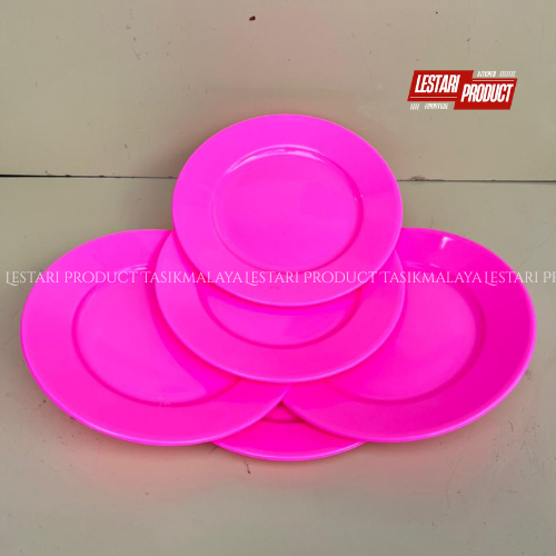 ( 6 PCS ) PIRING MELISSA 10 { warna pink } | Piring Makan Plastik BPA free PP 5 | Piring sajian | Pi