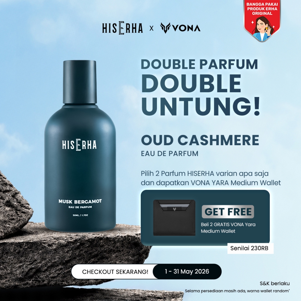 HIS ERHA MUSK BERGAMOT Eau de Parfum – 50 ml - Parfum Pria Tahan Lama, Cowok Maskulin Premium Wangi 