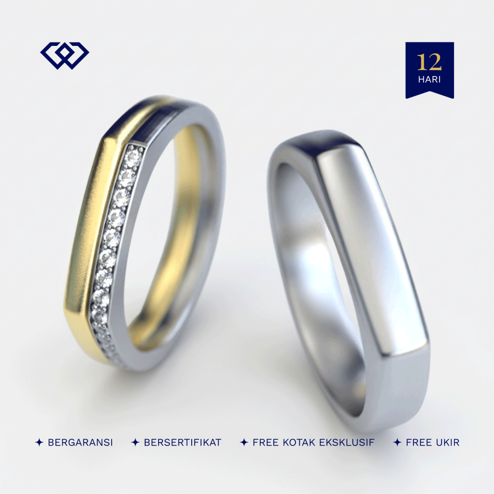 Winata Jewelry Cincin Couple Lamaran Tunangan Silver Perak