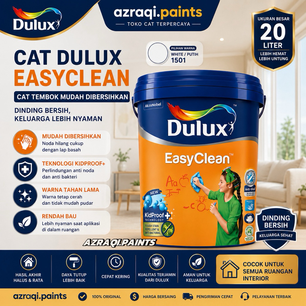 CAT DULUX EASY CLEAN PUTIH 1501 ( 20 LITER ) PAIL