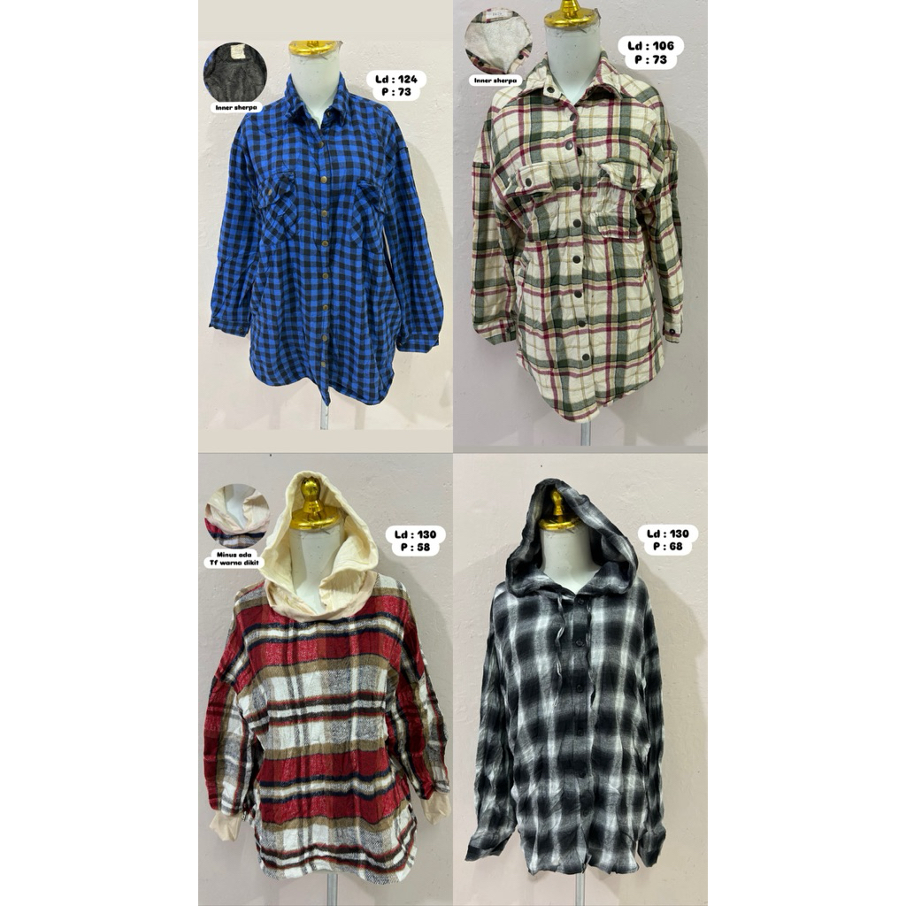 KEMEJA/Hoodie inner sherpa kotak-kotak