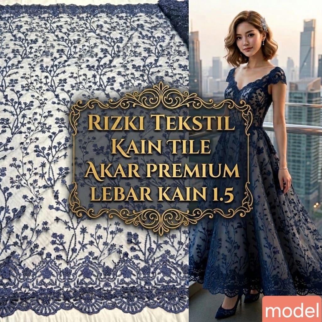 Kain Tulle bordir Akar premium/Kain tile  bordir motif akar terbaru