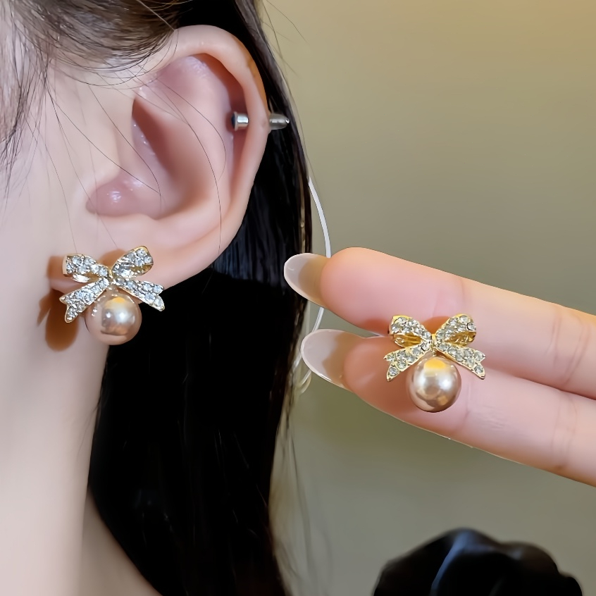 [COD]Anting Pita Mutiara Peach Emas Anti Karat, Perhiasan Stylish