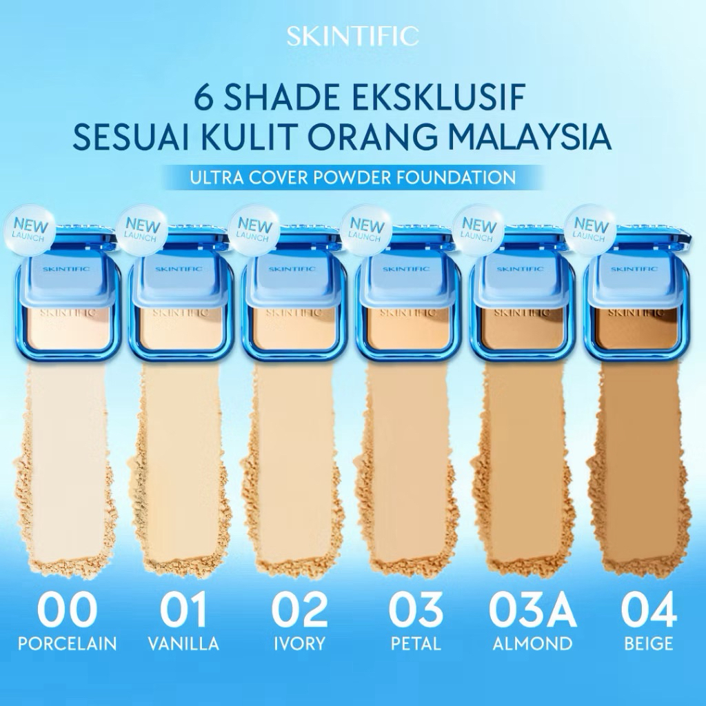 SKINTIFIC Ultra Cover Powder Foundation 9g Matte Fit Bedak Padat High Coverage Make Up Skintific Pow