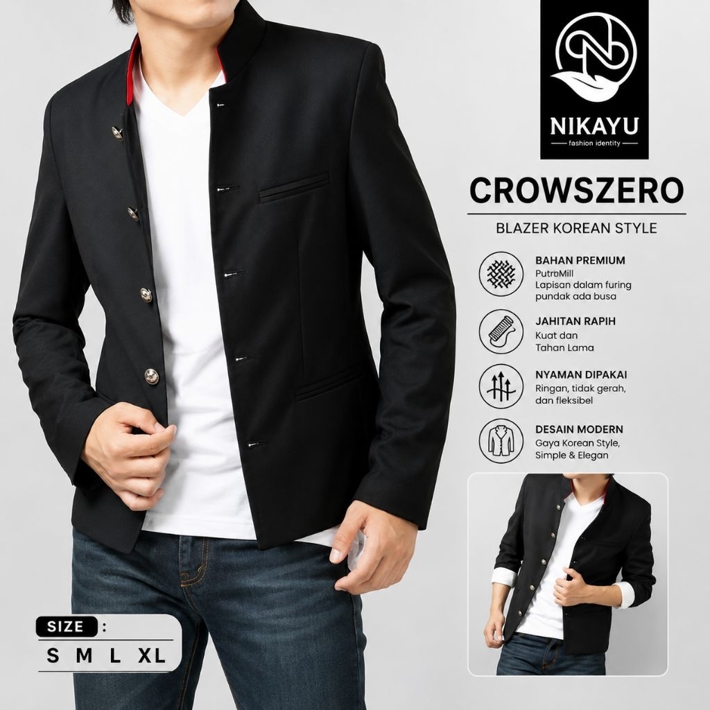 Jas Blazer Pria Slim Fit dengan Gaya Santai Semi Formal