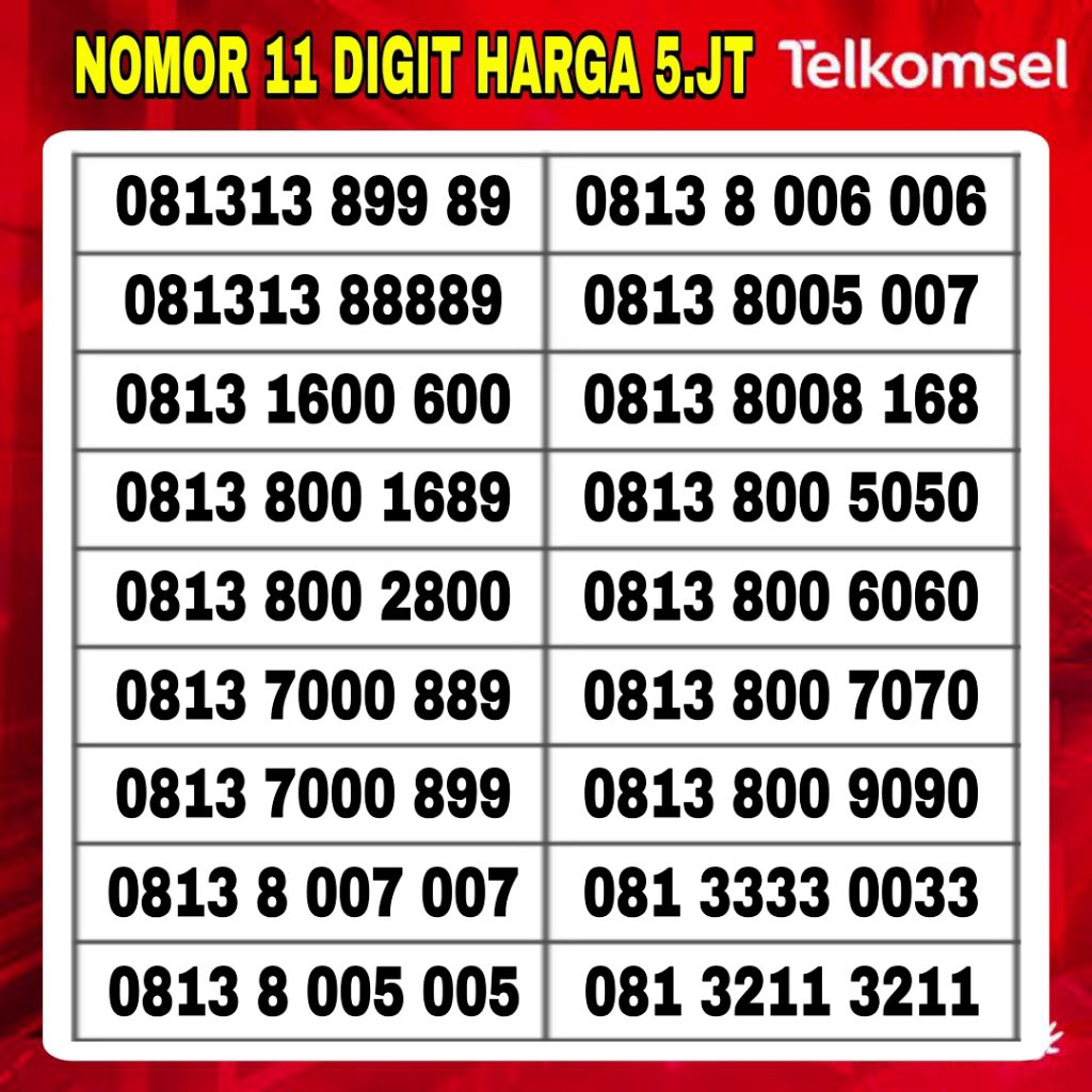 Nomor Cantik Simpati Kartu Perdana Telkomsel 4G/5G 11 Digit Dan 12 Digit Bonus kuota