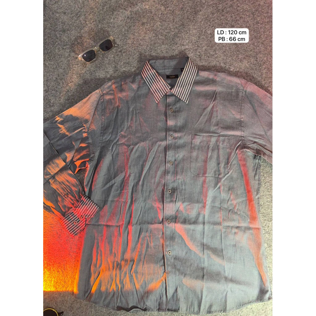 Kemeja Pria Cole Stripes Lengan Panjang