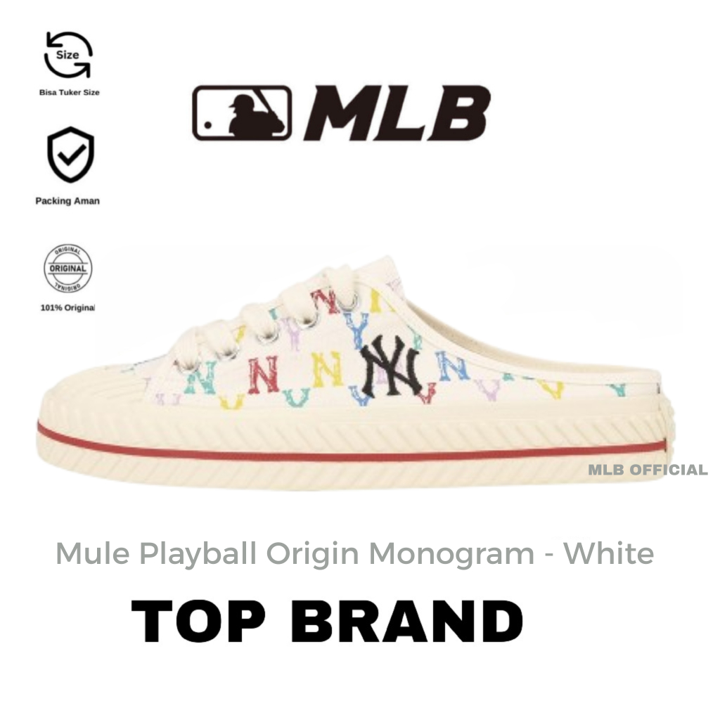 MLB Mule Playball Origin Monogram New York Yankees White Raibow Slop Original