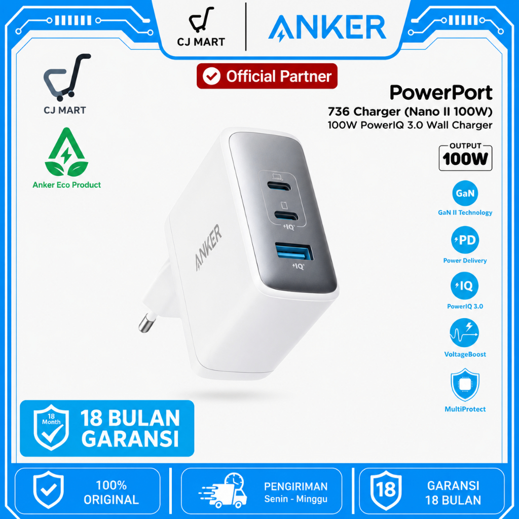 Wall Charger Anker 736 Super Fast Charging Nano II 100W - A2145