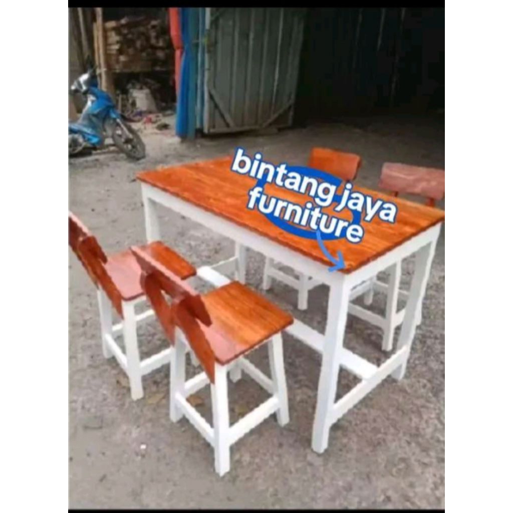 meja makan cafe resto+4 kursi sender