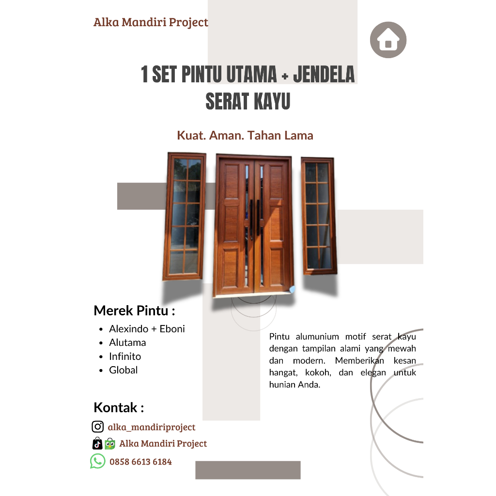 Pintu Utama Dan Jendela Alumunium Serat Kayu