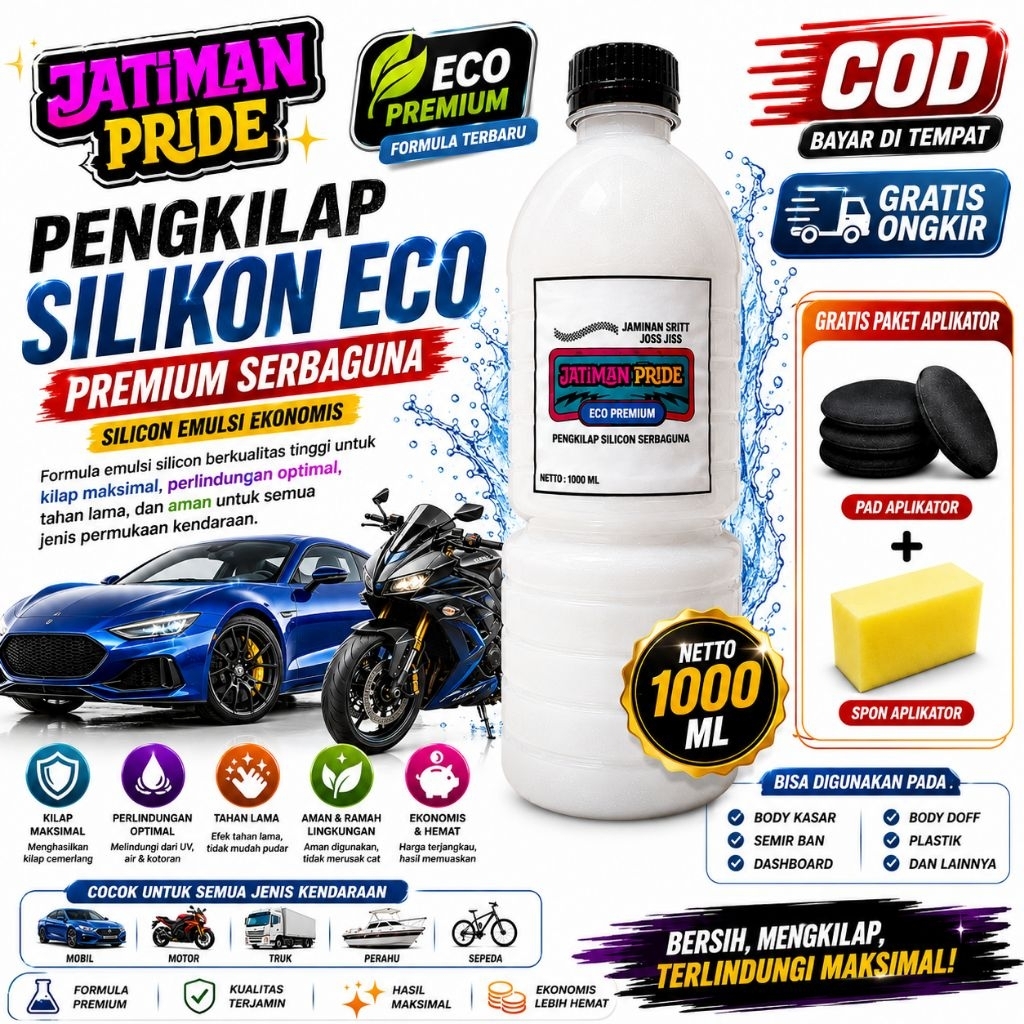 JATIMAN PRIDE PENGKILAP BODY & SEMIR BAN  TERMURAH 1000 ML | Emulsi Silicon Original Premium + Spoon