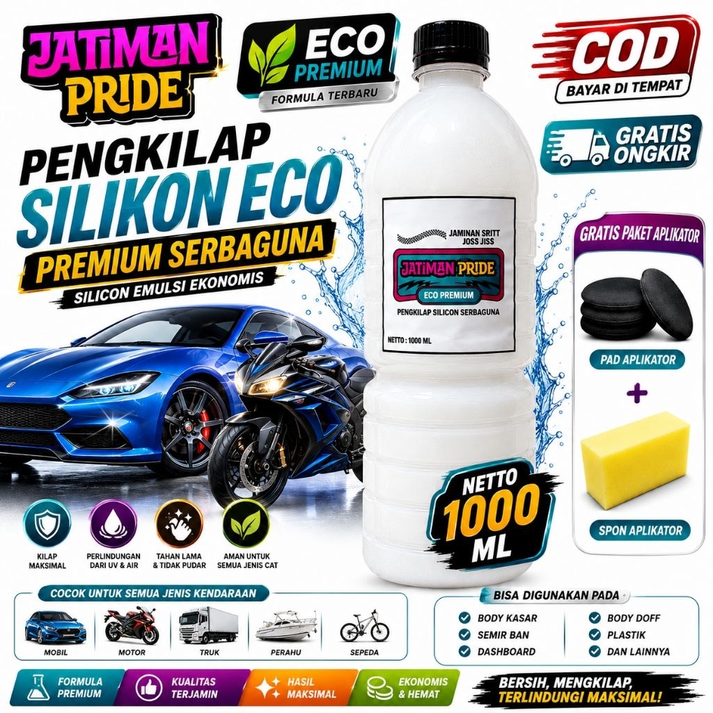 JATIMAN PRIDE Pengkilap Premium ECO & Semir Ban Mobil Motor 1000ml | Body Kinclong MURAH + Spoon Bus