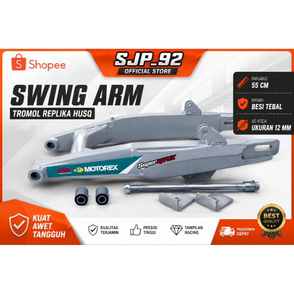 SWING ARM TROMOL REPLIKA HUSQ PANJANG 55CM PNP HONDA BLADE REVO KARISMA SUPRA C70 SMASH SHOGUN ALL B
