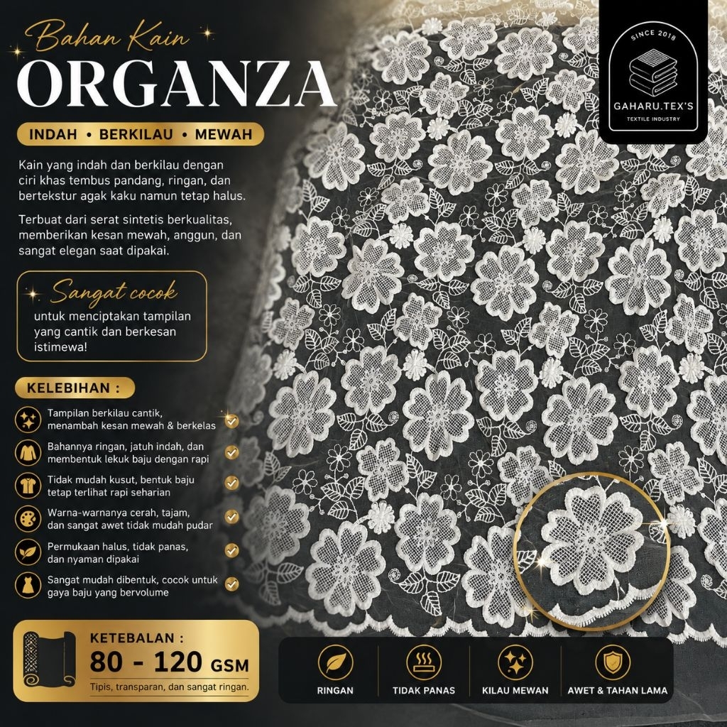 kain organza bordir // kain organza meteran // kain organza premium