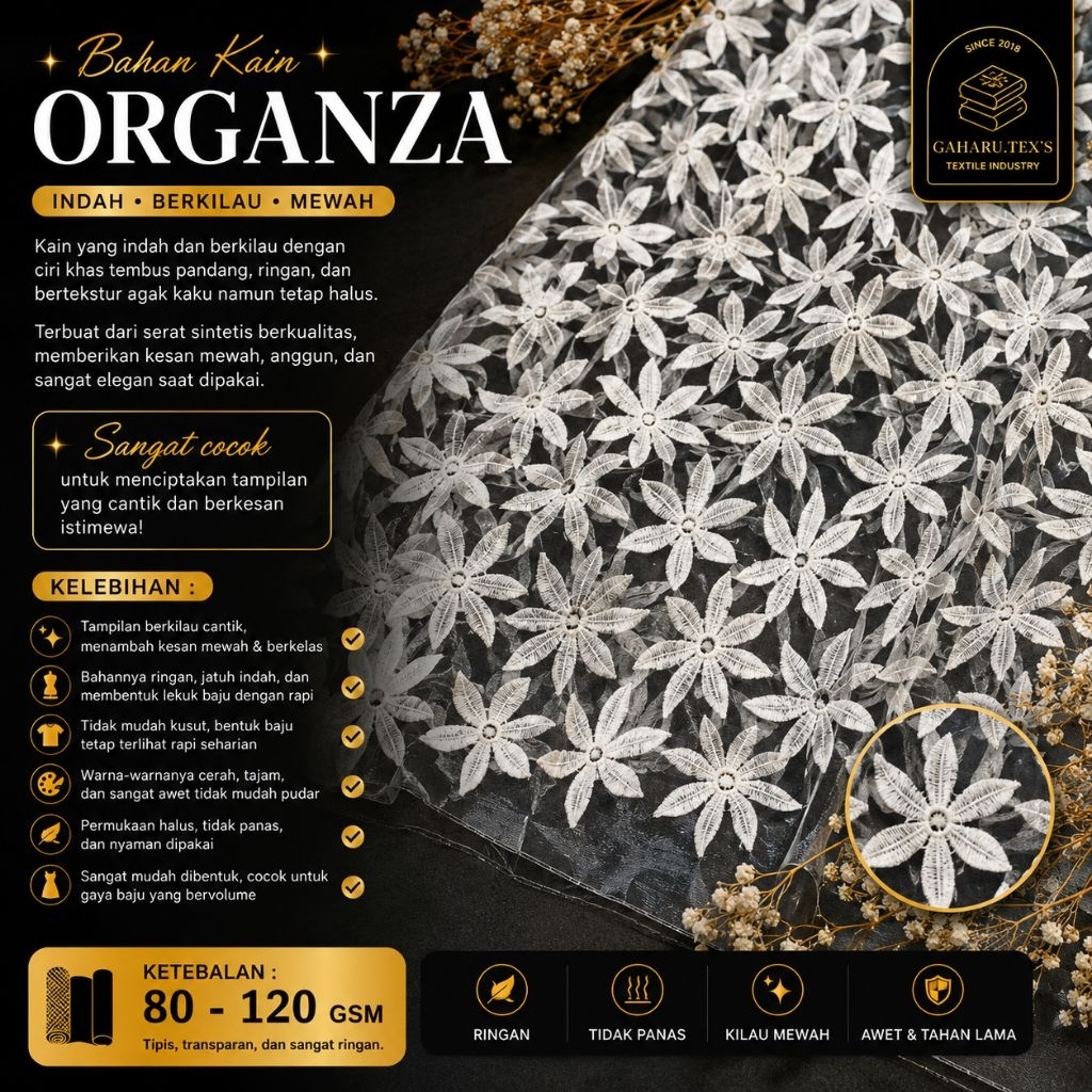 kain organza meteran // kain organza bordir // kain organza premium