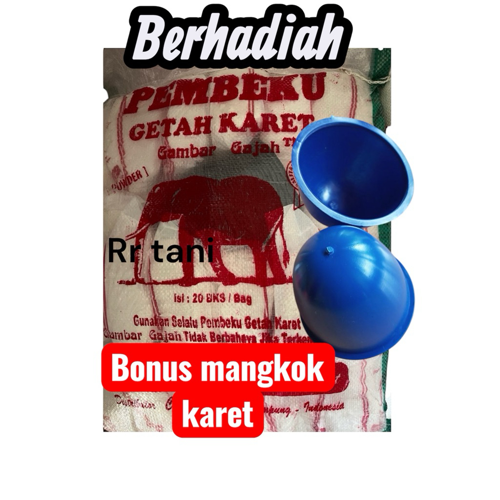 Pembeku getah karet bubuk cap gajah bonus mangkok