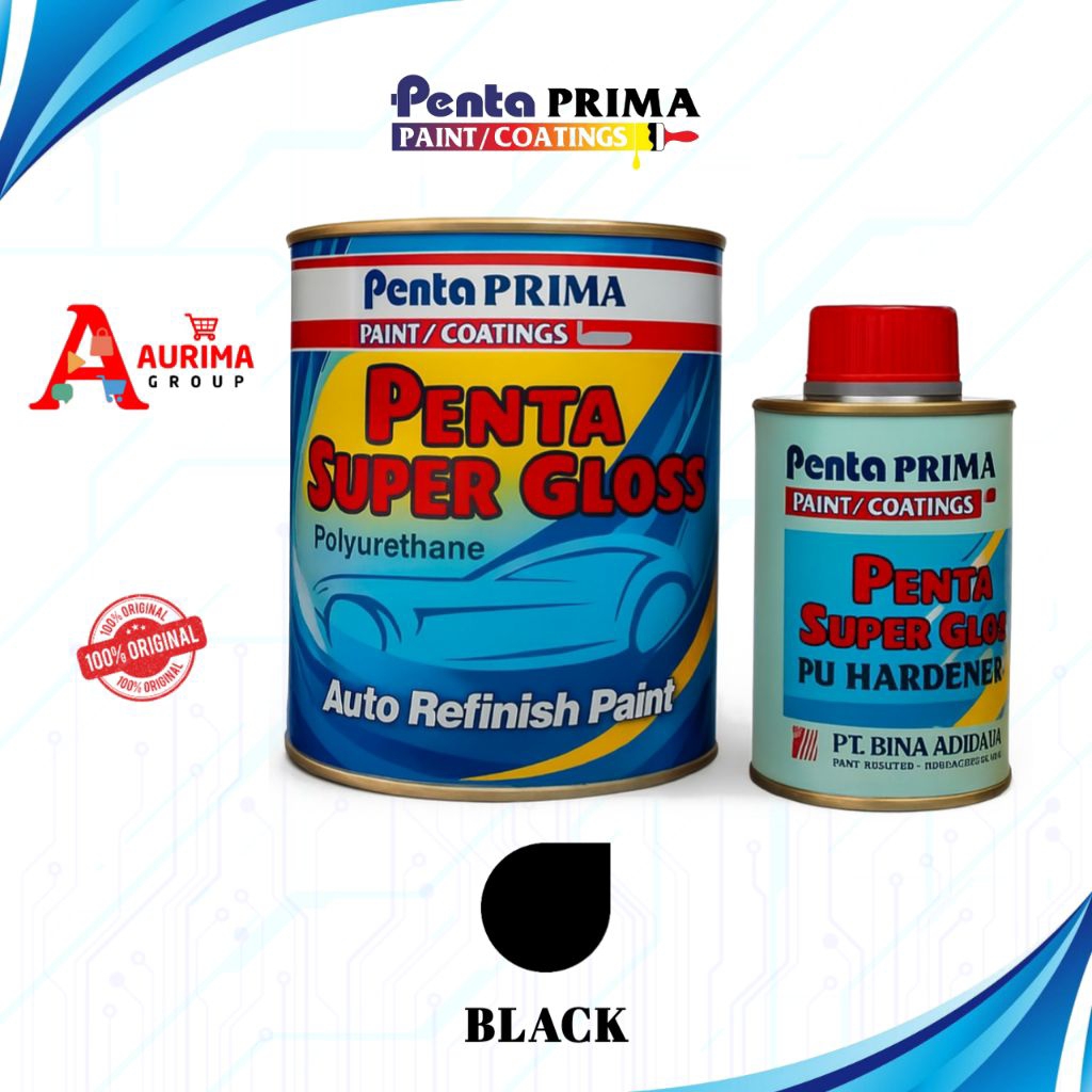 CAT DUCO PENTAGLOSS PU 2K SOLID BLACK 1LITER SET - CAT MOBIL MOTOR BERKUALITAS ORIGINAL