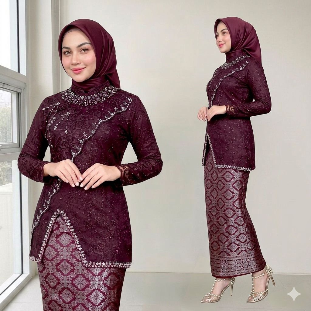 Set Kebaya Shaumy Rok Span Songket - Set Kebaya Wisuda - Set Kebaya Pesta Modern