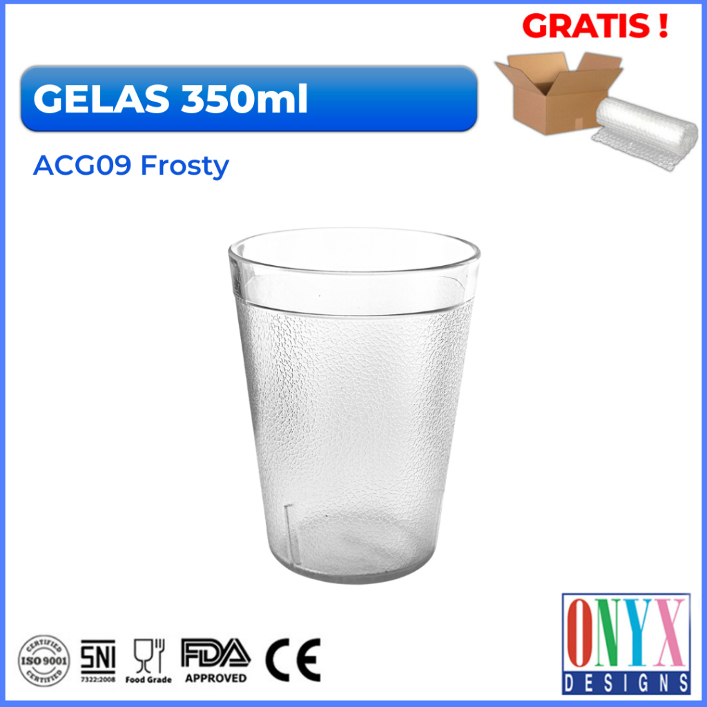 Onyx Gelas Transparan Bening Besar 350ml/ Plastik / Crystal Series - ACG09
