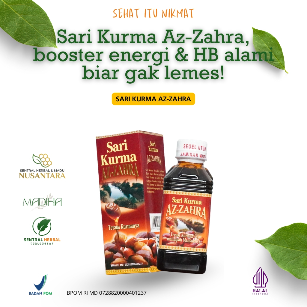 Sari Kurma Az-Zahra Asli - Suplemen Herbal Penambah Trombosit HB Alami Booster Energi BPOM Halal