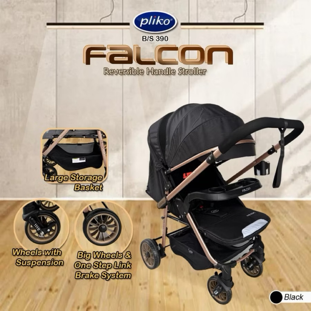 NEW STROLLER PLIKO FALCON BLACK