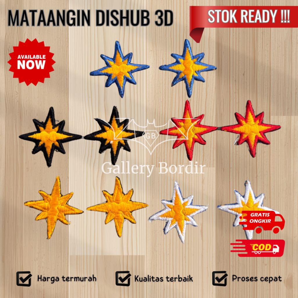 bordir logo mata angin dishub timbul 3d satu pasang
