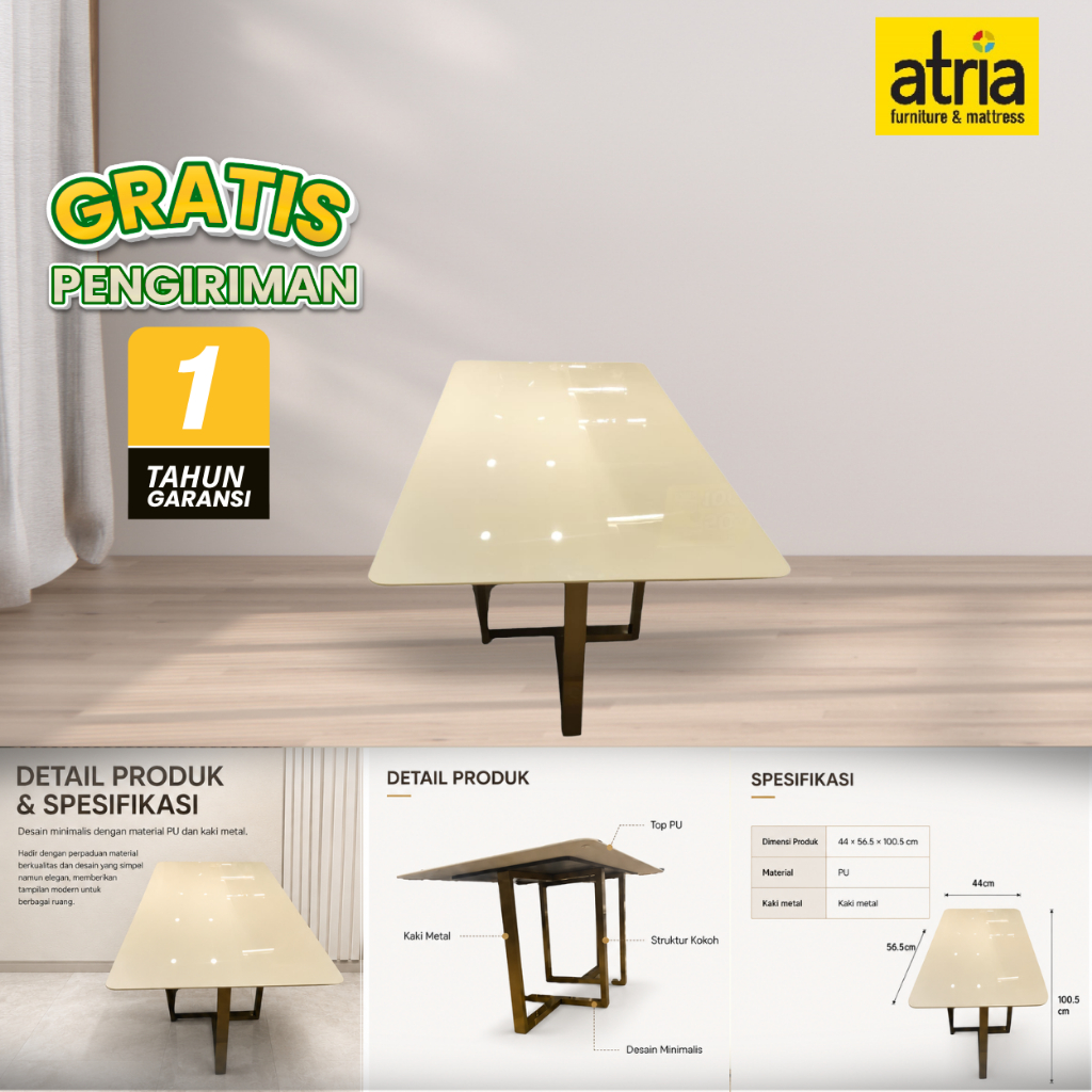 Atria Meja Makan Shani Rectanguler Dining Table