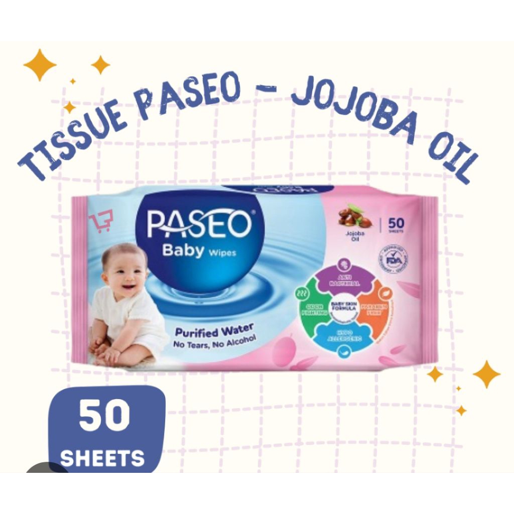 Paseo Baby Wipes Tisu Basah Bayi Jojoba Oil Isi 50pcs