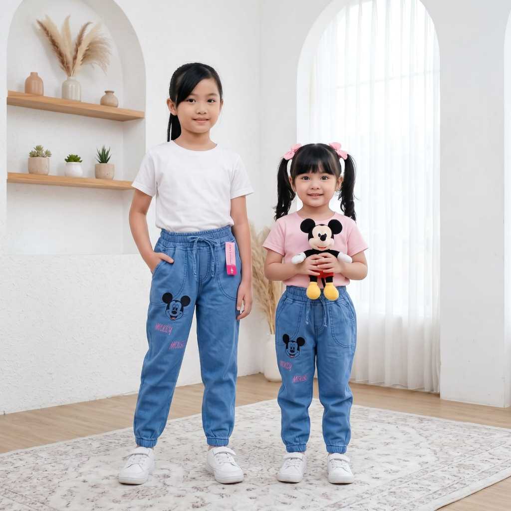 Celana Jogger Jeans Anak Perempuan 4-10 Tahun / Celana Joger Jeans Anak / Jeans Joger Anak Perempuan