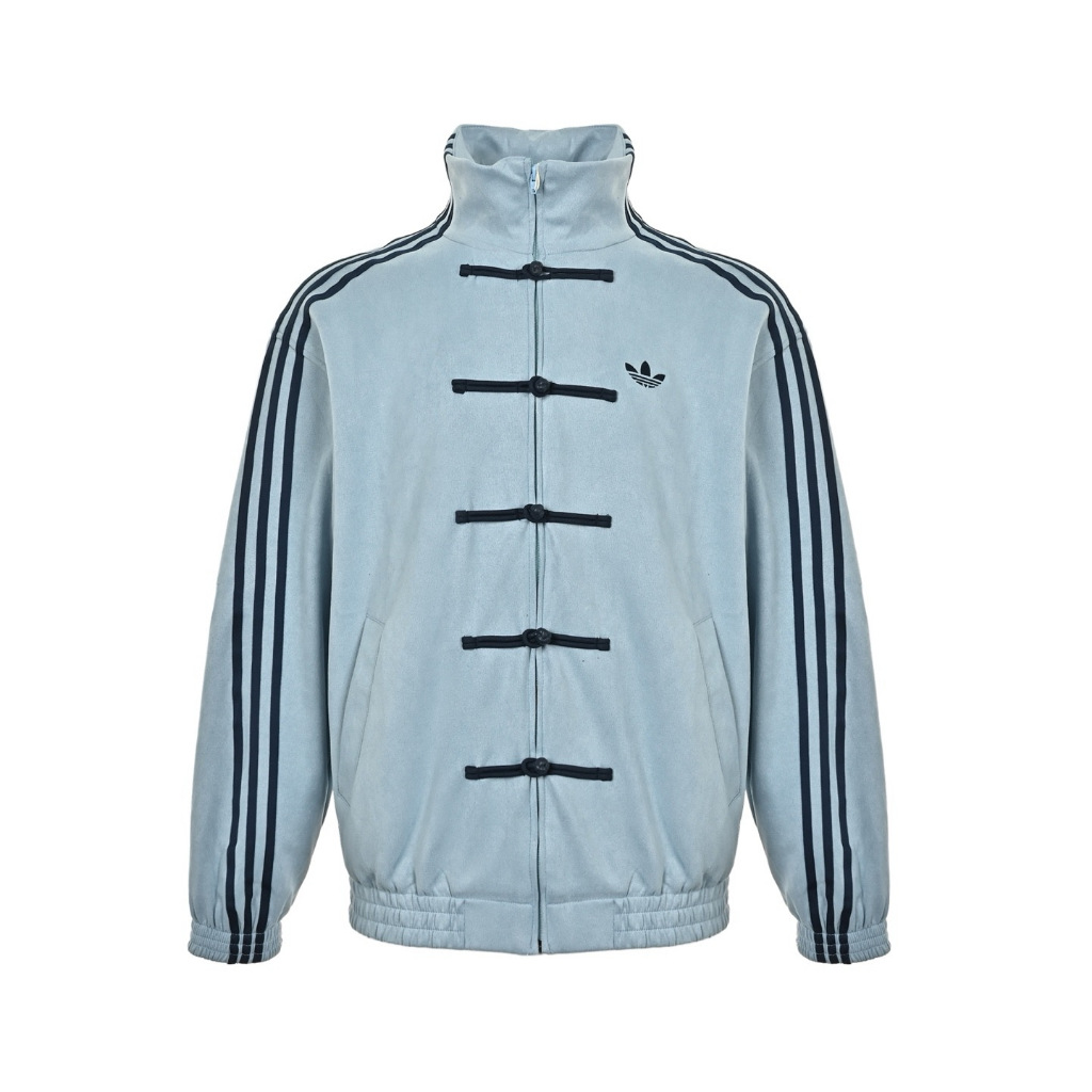 SIZE S , L READY STOCK - Adidas Originals Chinese New Year (CNY) Suede Jacket - Light Blue Ash Grey 