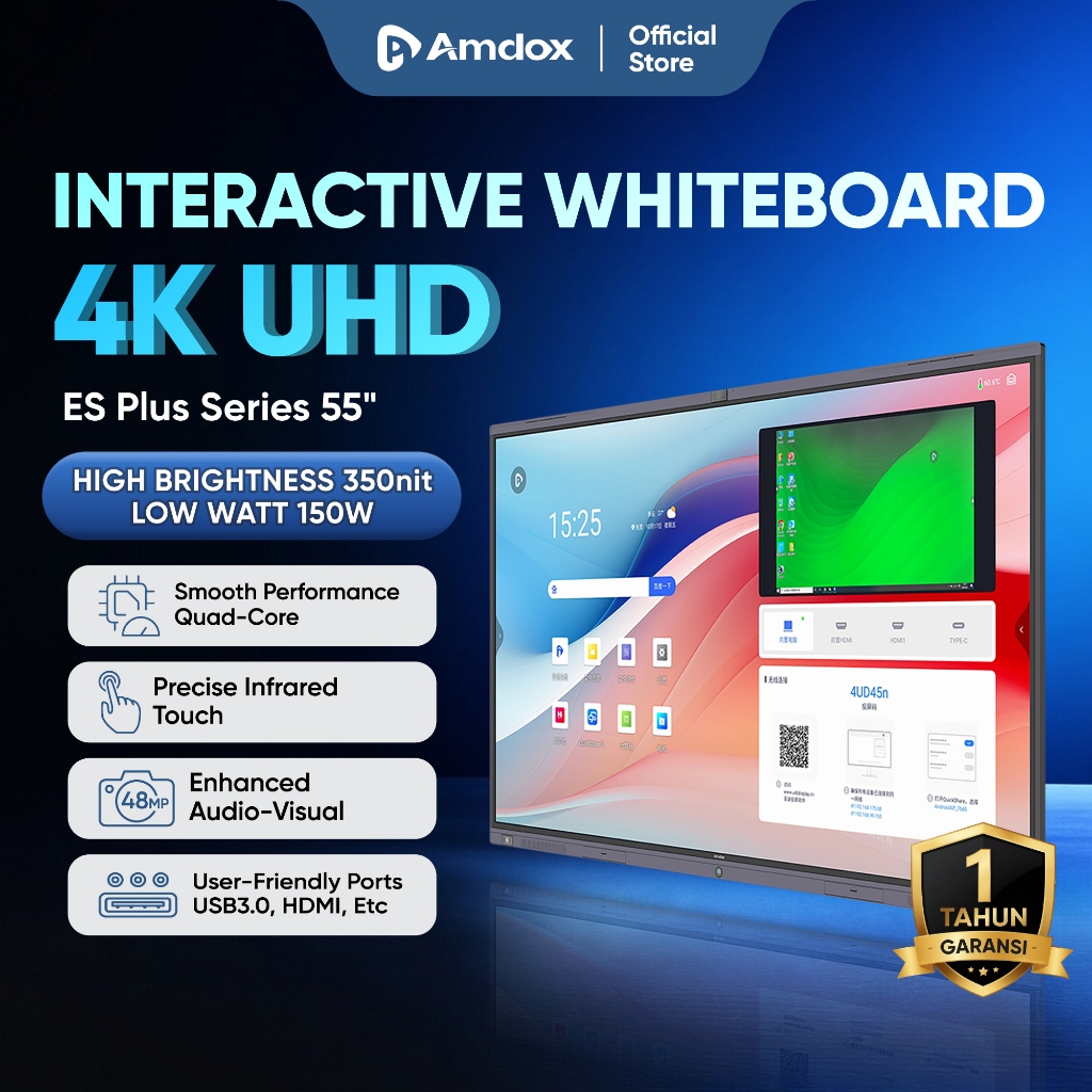 Amdox Interactive Whiteboard ES Plus Series 55/65/75/86 inch - All-in-one smart display - 4K (3840×2