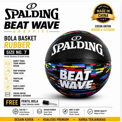 BOLA BASKET BASKETBALL SPALDING BEAT WAVE GRAFFITI RUBBER GAMBAR MADE IN CHINA