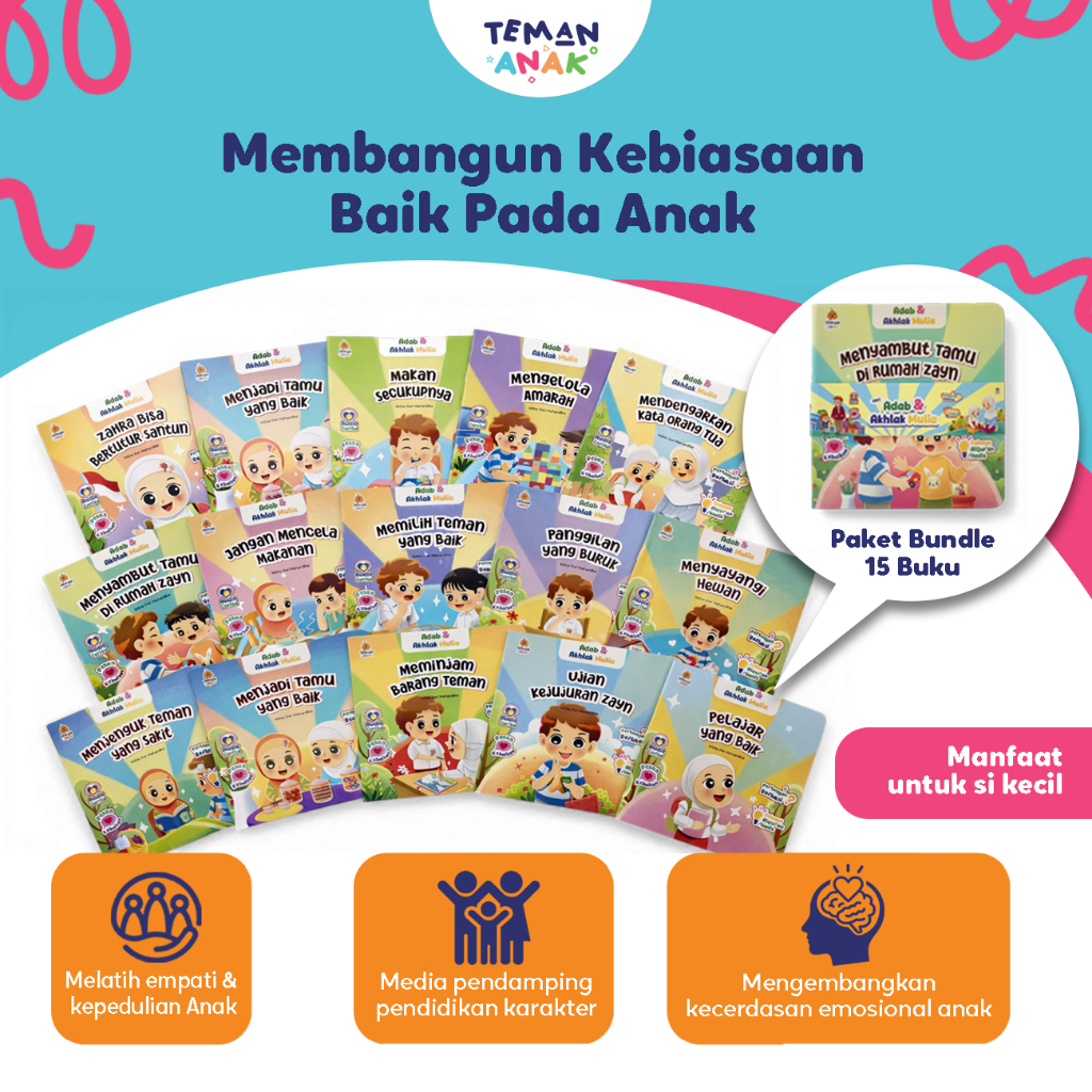 Teman Anak - Buku Cerita Islami Anak Muslim Full Color | Belajar Adab Harian & Akhlak Mulia | Dongen