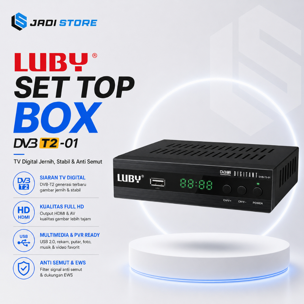 Luby Set Top Box DVB T2-01 STB TV Digital DVB-T2 Receiver Converter TV Analog ke Digital HDMI AV USB