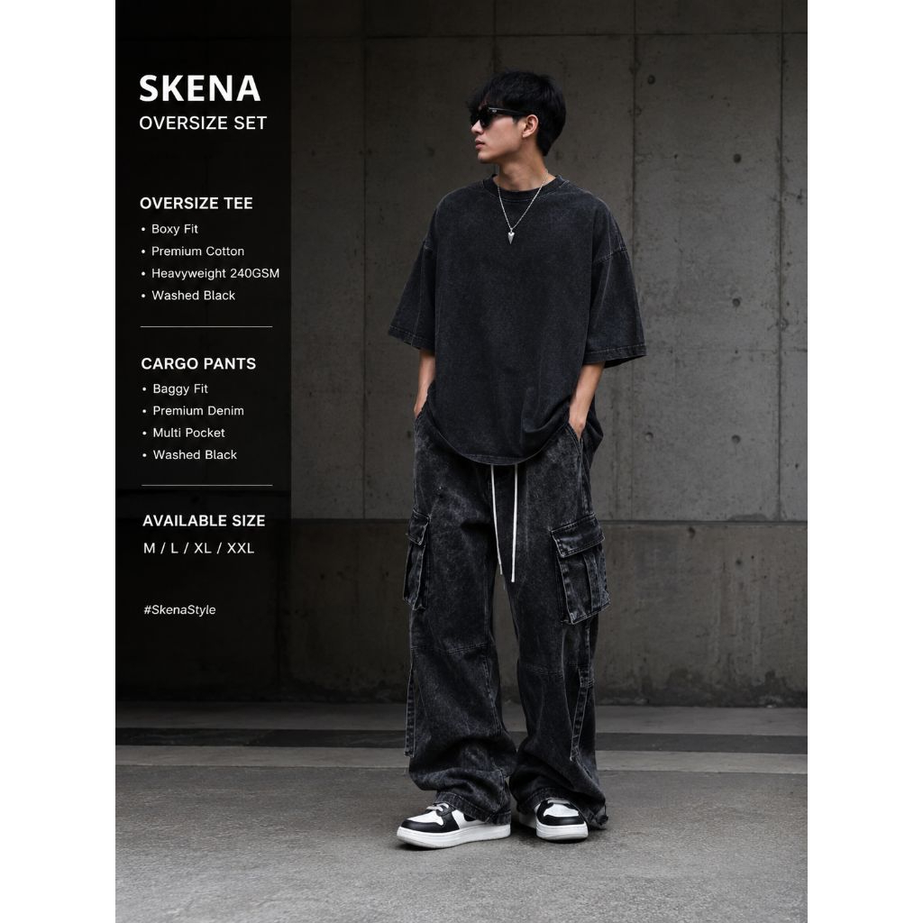 Satu set ootd skena baju+celana