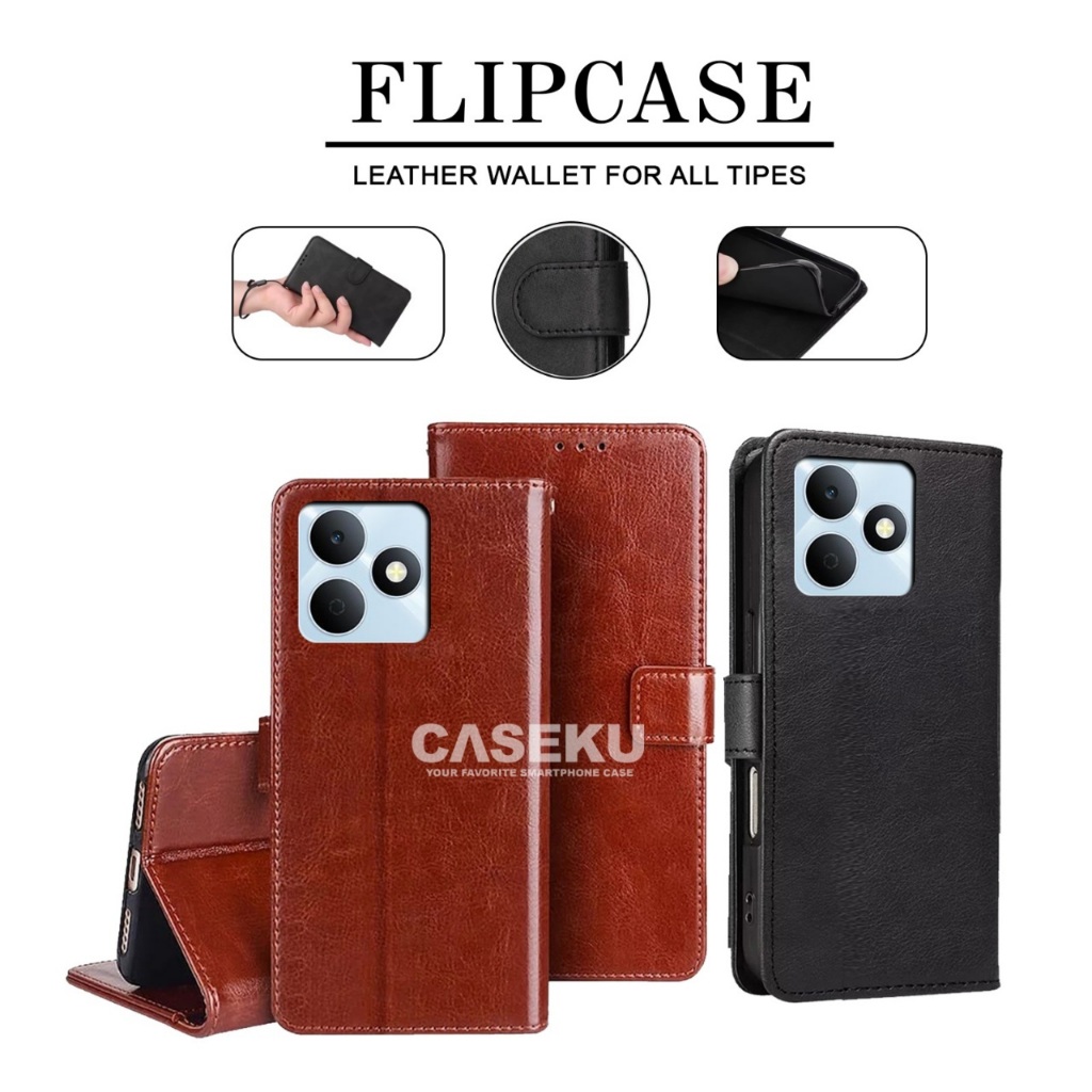 Case Sarung buku bahan Kulit Case Flip Leather Flip Wallet Case Realme Note 80 Realme Note 70 Realme