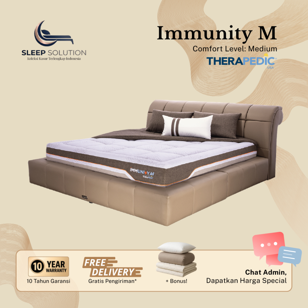 THERAPEDIC IMMUNITY M I Kasur Spring Bed | Matras Premium | 100x200, 120x200, 160x200, 180x200, 200x