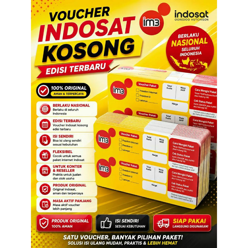 voucher INDOSAT / IM3 kosong bahan inject kuota IM3