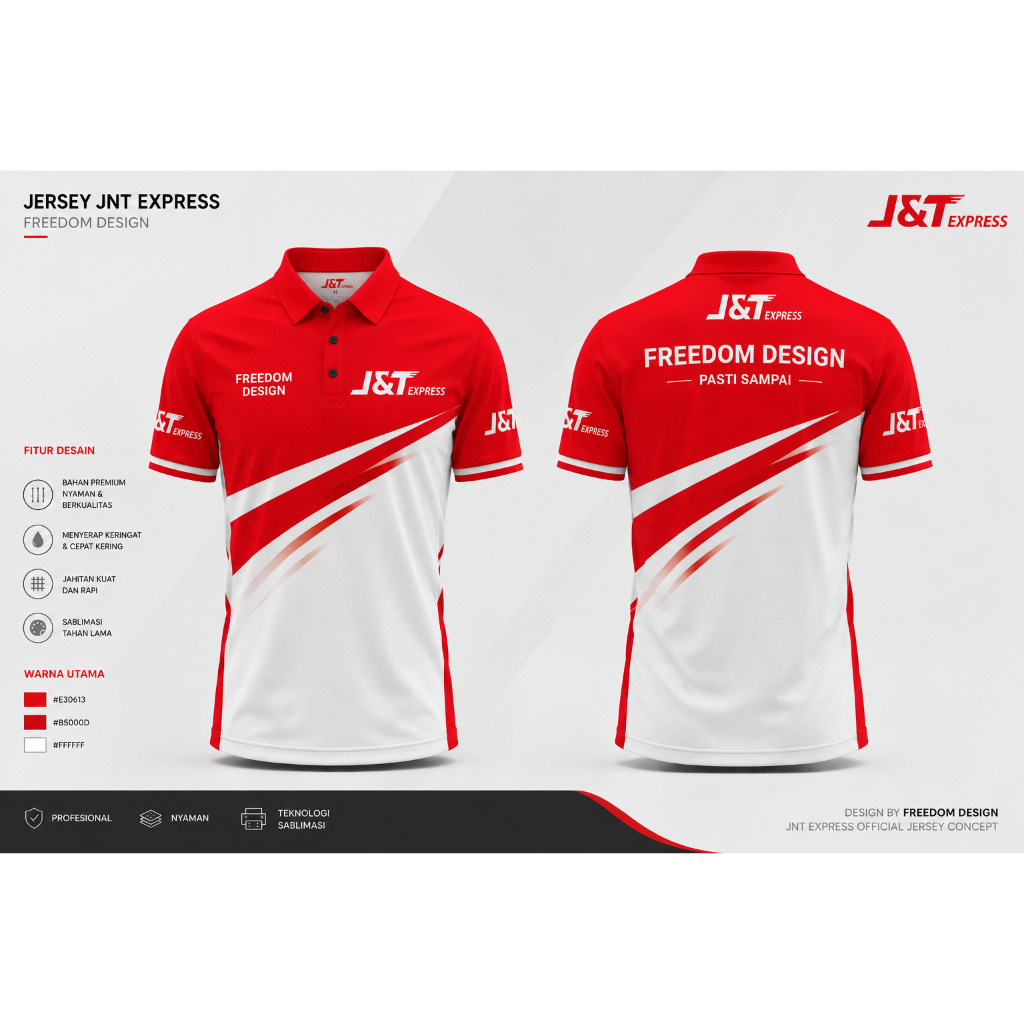 JERSEY JNT EXPRESS KEMEJA J&T BAJU KURIR Nyaman Dipakai, Perlindungan UV, Penyerapan Keringat