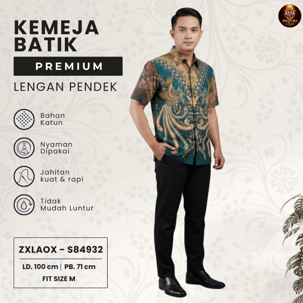 Kemeja Batik Pria Premium Modern Hem Batik Solo Kerja Kantor Casual - Ria Batik Solo