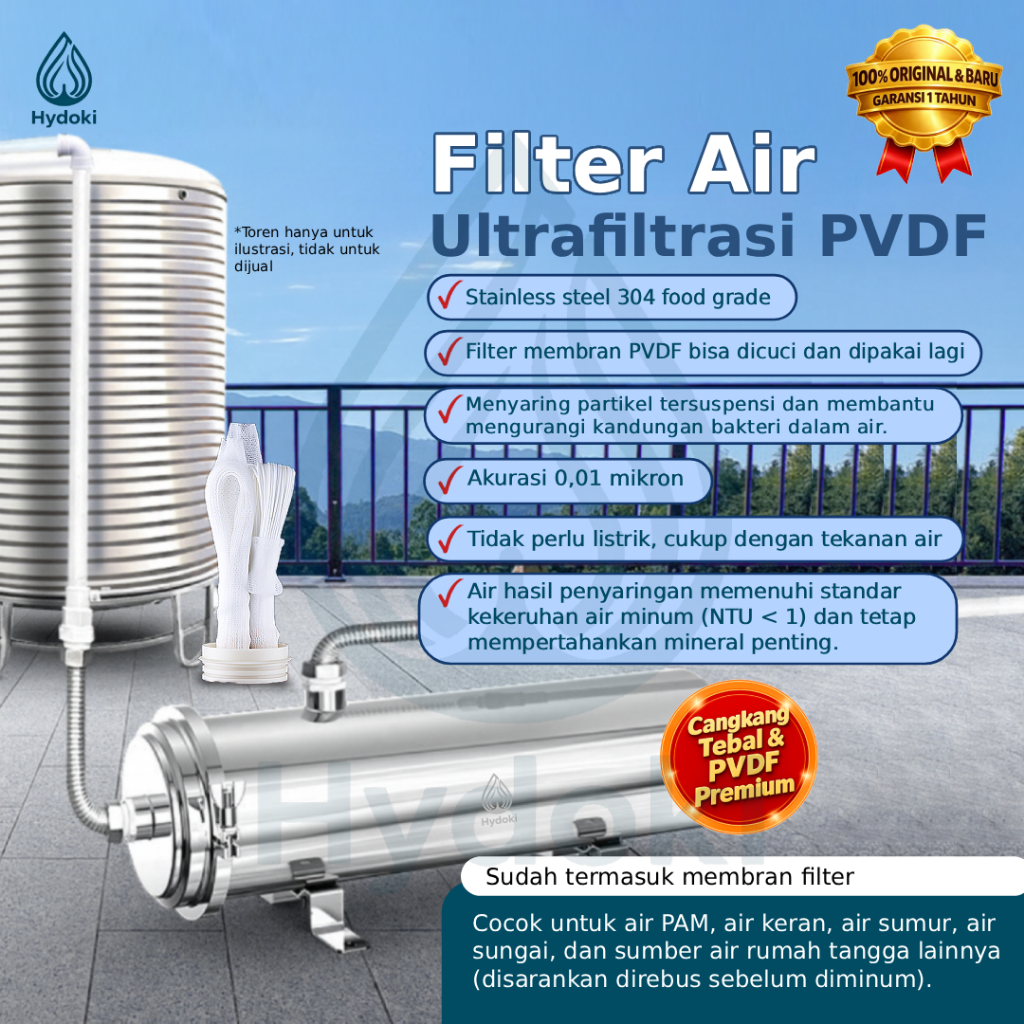 HYDOKI Filter Air PVDF Water Pre Filter Untuk Depot Air Minum  Rumah Tangga