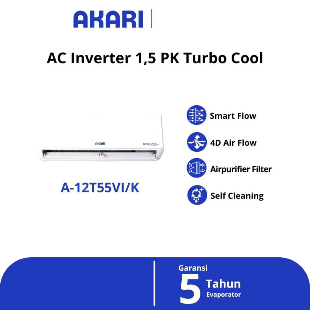 AKARI AC 1,5 PK Inverter Turbo Cool Smart Flow A-12T55Vi