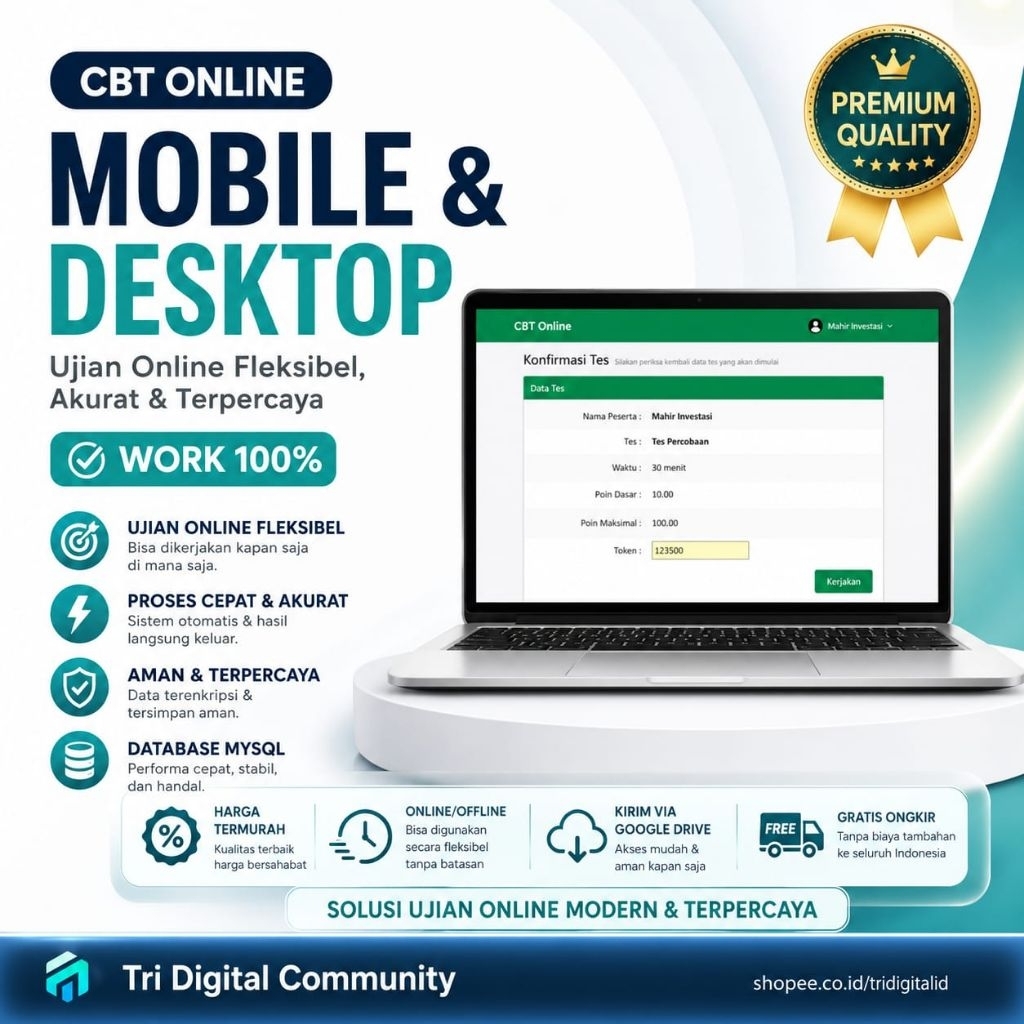 Aplikasi CBT Ujian Online Work 100% online/offline- Tri Digital