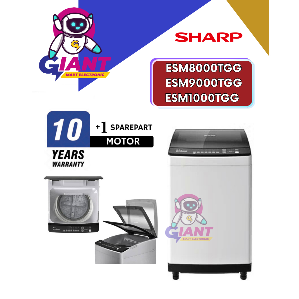 MESIN CUCI TOP LOADING SHARP ESM8000TGG/ESM9000TGG/ESM1000TGG / ES-M8000T-GG/ES-M9000T-GG/ES-M1000T-