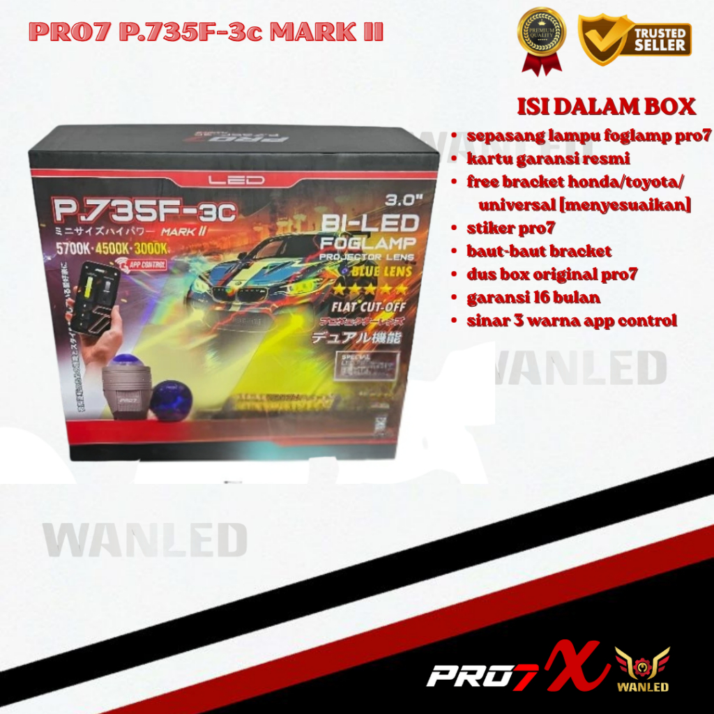 FOGLAMP BILED PRO7 P.735F-3C Mark II / 3 Warna Bluetooth APP / P735 - 3C Mark 2 / P 735 F 3C MK2 BIL