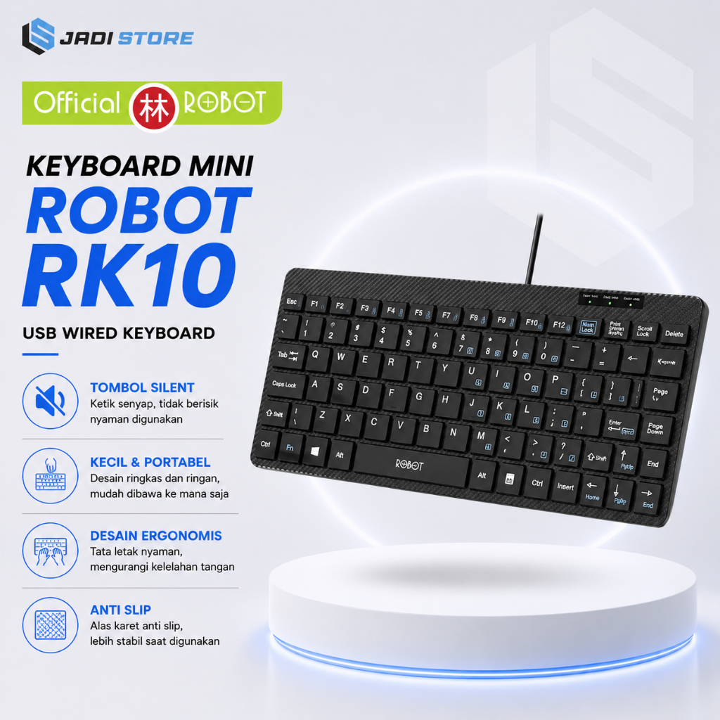 Keyboard Mini USB Robot RK10 Robot RK10 Mini USB Wired Keyboard Ultra Thin Silent Button Anti Slip K
