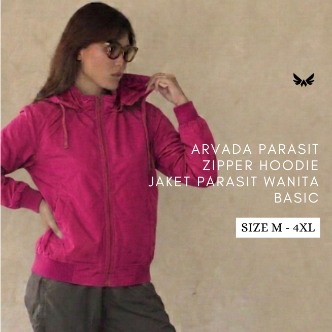 Arvada Parasit Zipper Hoodie Jaket Woman Fushia| Jaket Parasit Wanita Basic