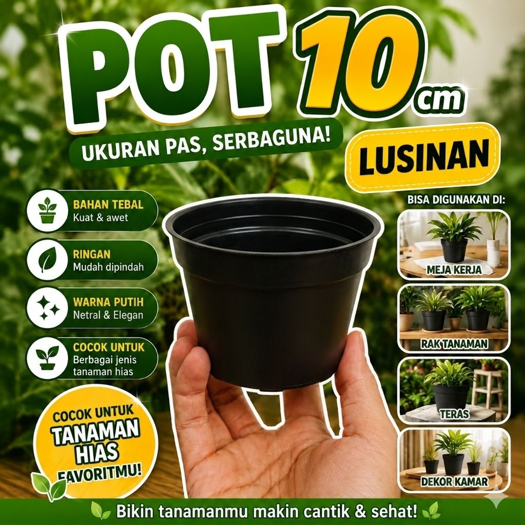 [Lusinan] Pot 10cm Warna hitam /Pot bunga / Pot kaktus